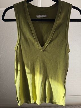 We The Free Olive Ribbed V-Neck Tank Top